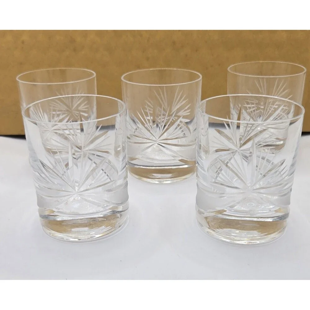 Set of 5 Bohemia Czechia Czech Shot Glasses Beautiful Crystal